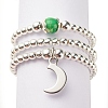 3Pcs 3 Style Natural White Jade & Synthetic Hematite Beaded Stretch Rings Set with Crescent Moon Charm RJEW-JR00469-02-1