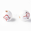 Painted Natural Wood Round Beads X1-WOOD-N006-181-3
