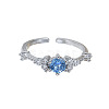 Brass Micro Pave Clear Cubic Zirconia Cuff Open Rings for Women WG0E64E-02-2