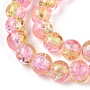 1Strand Two Tone Transparent Crackle Glass Round Beads Strands X-CCG-Q002-8mm-03-3