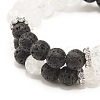 Natural Crackle Quartz & Lava Rock Round Beads Stretch Bracelets Set BJEW-JB07205-8