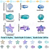 SUNNYCLUE 150Pcs 15 Style Transparent Spray Painted Glass Beads GLAA-SC0001-92-2