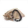 Natural Lava Rock Beads and Natural Frosted Agate Beads Stretch Bracelets BJEW-JB03848-01-3