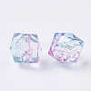Two Tone Transparent Spray Painted Acrylic Beads ACRP-T005-26-2
