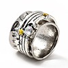 Rotatable Moon and Star Alloy Finger Ring with Rhinestone RJEW-F123-03AS-2