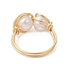 Natural Pearl Braided Bead Style Finger Ring RJEW-JR00614-4