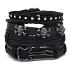 4Pcs 4 Styles Alloy Artificial Leather Cord Bracelet Sets for Men FS-WG9743B-05-1