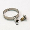 Platinum Tone Brass Ring Components for European Beads X-KK-E287-P-2
