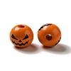 Printed Black Jack O Lantern Round Wood European Beads WOOD-K007-03-3