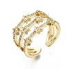 Brass Micro Pave Clear Cubic Zirconia Cuff Rings RJEW-S044-084-NF-1