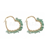 Natural & Synthetic Mixed Gemstone Chips Beaded Heart Hoop Earrings EJEW-JE05214-3