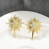 Brass Micro Pave Clear Cubic Zirconia Stud Earrings KK-B124-13G-1