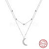 925 Sterling Silver Double Layer Necklaces NJEW-L116-10P-1