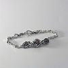 Vintage Alloy Ruby Rhinestone Rose Flower Link Bracelets WGBBDAC-01-1