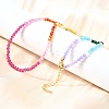 3MM Faceted Round Colorful Cubic Zirconia Beaded Necklaces for Women NJEW-A047-01G-3