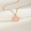201 Stainless Steel Enamel Flower Pendant Cable Chain Necklaces for Women WGBABBD-01-1