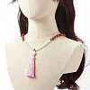 (Jewelry Parties Factory Sale)Hamsa Hand /Hand of Miriam Lotus Tassel Pendant Necklace for Girl Women NJEW-JN03661-4