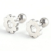 Tarnish Resistant 201 Stainless Steel Flower Barbell Cartilage Earrings LS-EJEW-R147-07-1
