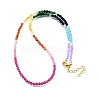 3MM Faceted Round Colorful Cubic Zirconia Beaded Necklaces for Women NJEW-A047-01G-4