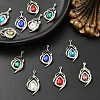 12Pcs 6 Colors Alloy Glass Pendants ALRI-YW0001-33-4