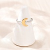 304 Stainless Steel Double Color Cuff Rings RJEW-S635-01GP-11-2