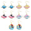 5 Pair 5 Style Golden Plated Alloy Enamel Planet Dangle Earrings with Iron Pins EJEW-AB00045-1