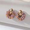 Iron & Glass Bead Ring Stud Earrings FS-WG96D15-04-1