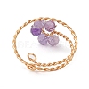 Flower Natural Amethyst Adjustable Rings RJEW-TA00126-02-4