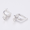 Brass Micro Pave Cubic Zirconia Hoop Earring Findings with Latch Back Closure ZIRC-K075-37P-3