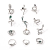12Pcs Alloy Rhinestone Cuff Rings PW-WGFF40C-01-5