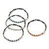 4Pcs 4 Style Natural Mixed Gemstone & Brass Beaded Stretch Bracelets Set BJEW-TA00340-1