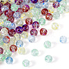 200Pcs 4 Colors Baking Painted Transparent Glass Bead Strands DGLA-TA0001-07-11