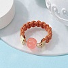 Glass Round Ball Braided Bead Style Finger Ring RJEW-JR00600-05-2