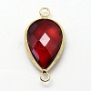 Golden Tone Brass Glass Teardrop Links connectors GLAA-J010A-HF03-G-2