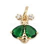 Brass Pave Cubic Zirconia Charms LS-KK-Q096-14B-G-1