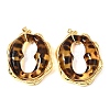 Leopard Print Brass Resin Pendants KK-A296-53C-G-1
