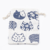 Kitten Polycotton(Polyester Cotton) Packing Pouches Drawstring Bags X-ABAG-T006-A19-3