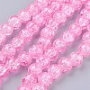 1Strand Hot Pink Transparent Crackle Glass Round Beads Strands X-CCG-Q001-10mm-02-1