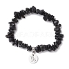 Natural Obsidian Chip Beaded Stretch Bracelets BJEW-JB11133-12-1