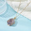 Brass Chains Macrame Pouch Empty Stone Holder for Pendant Necklaces Making NJEW-JN04475-02-2