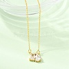 Brass Pave Cubic Zirconia Rectangle & Teardrop Pendant Cable Chain Necklaces KK-CBAB173-05G-12-3