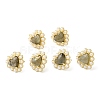 Ion Plating(IP) Natural Labradorite Heart Stud Earrings with Plastic Pearl Beaded EJEW-E599-02G-01-2