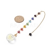 Mixed Natural Gemstone Drowsing Pendulums with Chakra Handmade Lampwork Evil Eye & Brass Sun PALLOY-JF01974-2