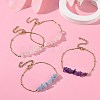Natural Mixed Gemstone Chips Beaded Link Bracelet BJEW-JB09419-5