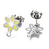 304 Stainless Steel Enamel Stud Earring Findings STAS-T052-43P-06-2