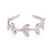 304 Stainless Steel Leaf Wrap Open Cuff Ring for Women RJEW-C025-15P-3