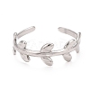 Non-Tarnish 304 Stainless Steel Leaf Wrap Open Cuff Ring for Women RJEW-C025-15P-3