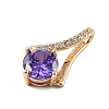 Brass Micro Pave Cubic Zirconia Pendants X-KK-E795-22KCG-02-2