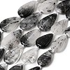 Natural Tourmalinated Quartz/Black Rutilated Quartz Beads Strands G-D365-A02-2