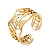 Ion Plating(IP) 304 Stainless Steel Hollow Spider Web Open Cuff Ring for Women RJEW-M149-25G-3